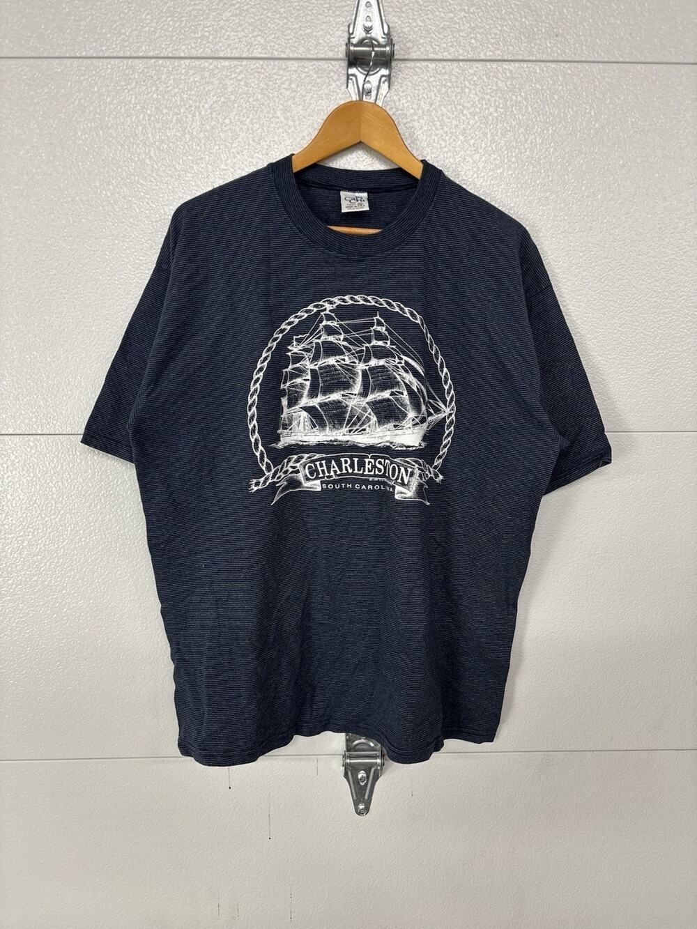 Vintage Charleston South Carolina Shirt Mens XL Blue Sailing Tourist Tee USA 90s